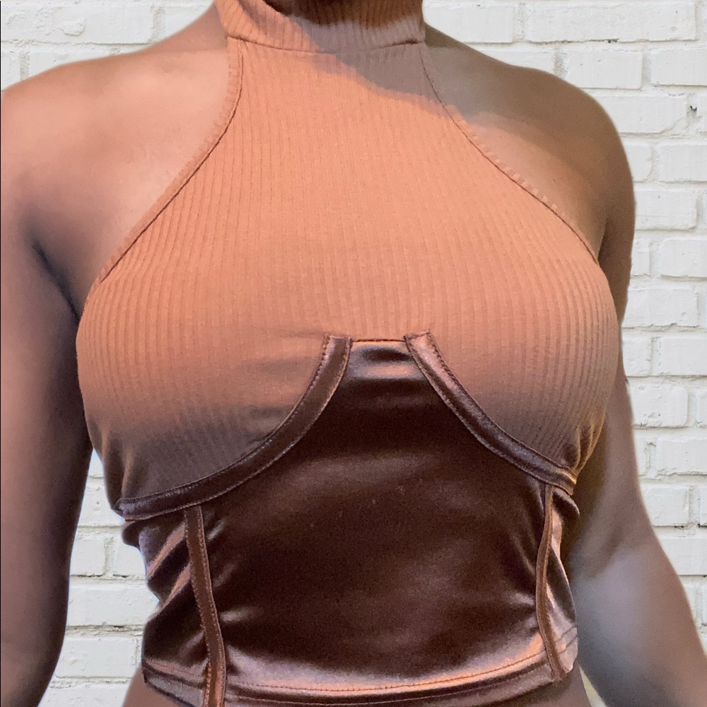 Shein Brown/Copper Halter Crop Top